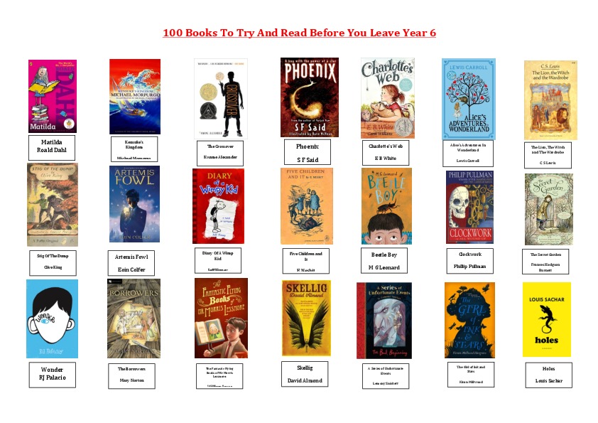 100 Books To Read Before You Leave Year 6